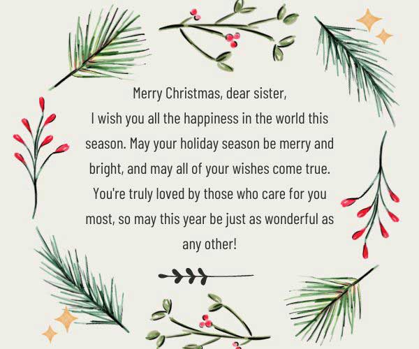 Beautiful Christmas Wishes for Sister